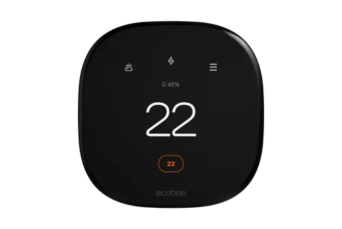 ecobee smart thermostat enhanced on a wall
Save more on energy, automatically.