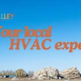 A picture of Okotok's big rock with the words "Your Local HVAC Experts" overlayed.